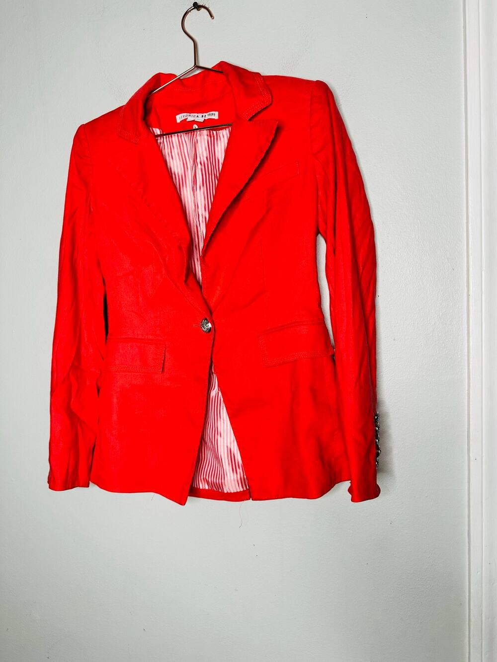 VERONICA BEARD Red Lined Single Button Blazer Coat Size 0